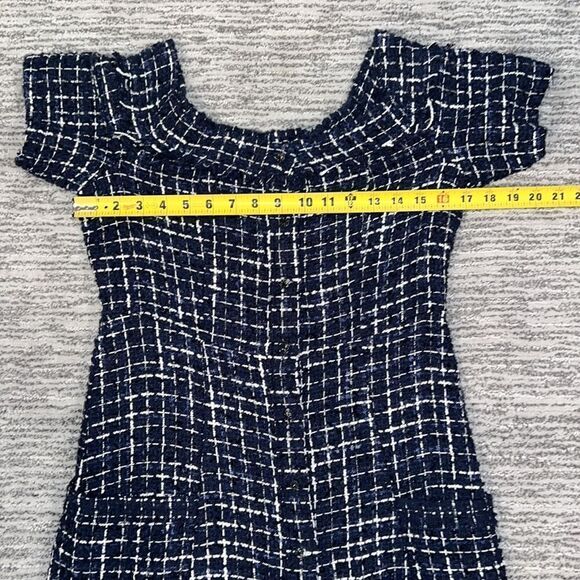 NWT Zara Tweed Navy Dress Jewel Buttons Medium - Picture 11 of 14